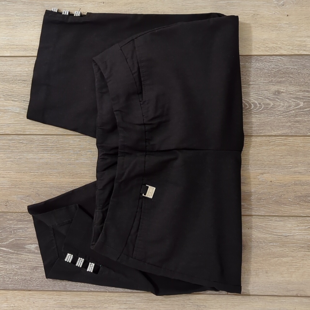 LuLu-B Stretch Black Crop with Crystals at side leg